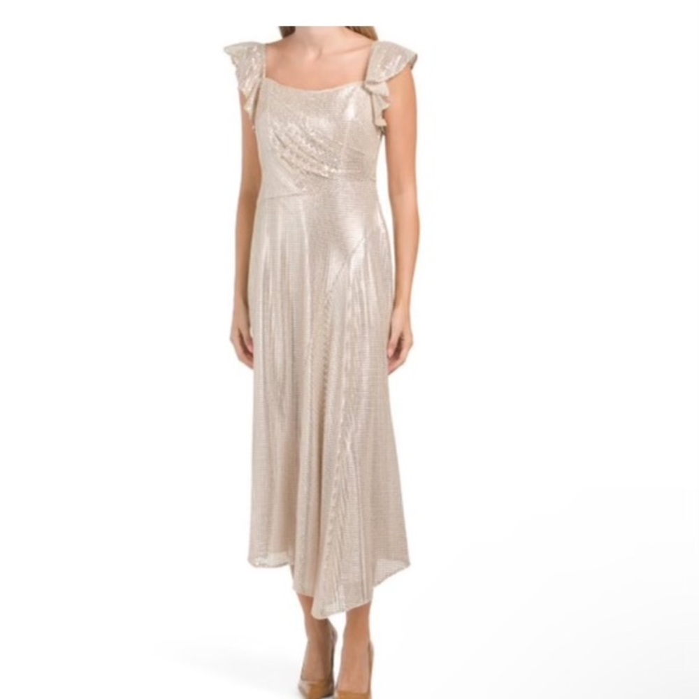 Shoshanna Gold Asymmetrical Dress
